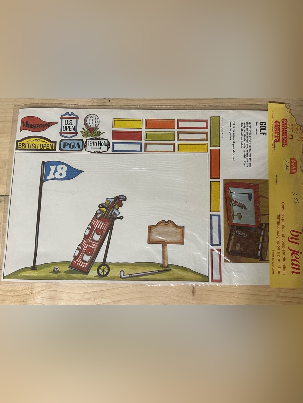 Vintage 1969 carousel crafts, Houston golf art prints